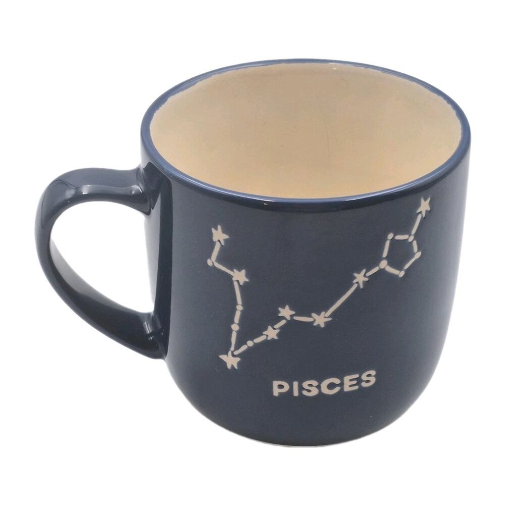 Pisces Zodiac Dark Blue Stoneware Mug 17oz 4" Tall
